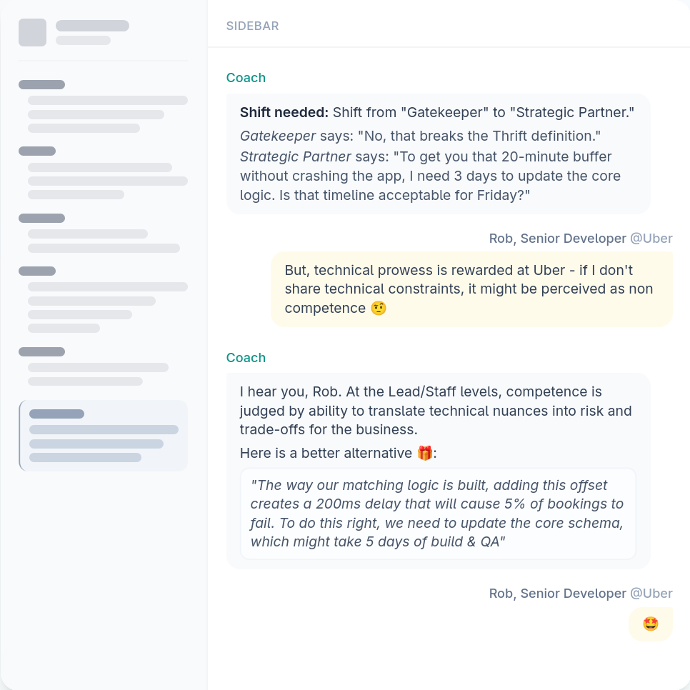 ProLeap Sidebar Coach in action